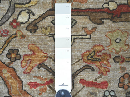Peshawar Tribal & Geometric hand-knotted wool rug in Gray & Brown, 8' x 9'7" — SKU O022608 (view 7)