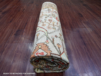 Peshawar Tribal & Geometric hand-knotted wool rug in Gray & Brown, 8' x 9'7" — SKU O022608 (view 9)