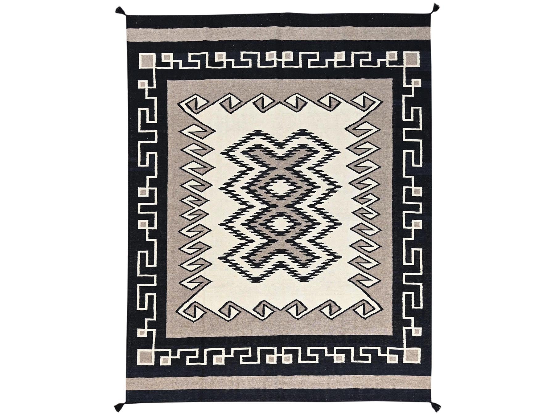 Brown 8'0" x 10'1" Flat Weave Hand woven Wool Rug - Sku: O02260