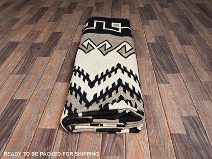 Brown 8'0" x 10'1" Flat Weave Hand woven Wool Rug - Sku: O02260