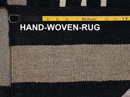 Brown 8'0" x 10'1" Flat Weave Hand woven Wool Rug - Sku: O02260
