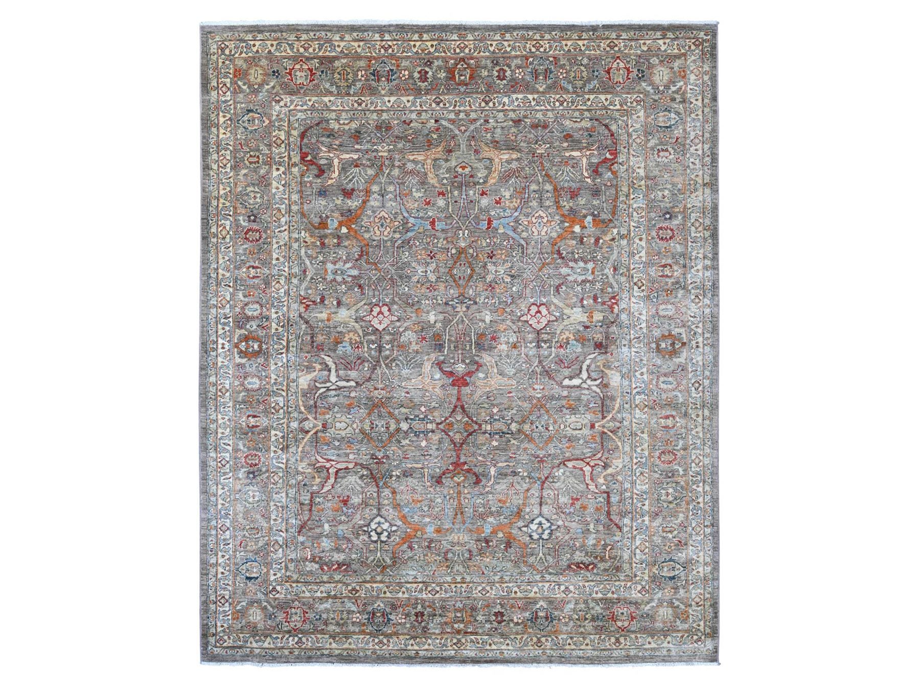 Brown 7'11" x 9'9" Tribal & Geometric Hand knotted Wool Rug - Sku: O022610