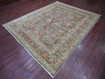 Brown 7'11" x 9'9" Tribal & Geometric Hand knotted Wool Rug - Sku: O022610