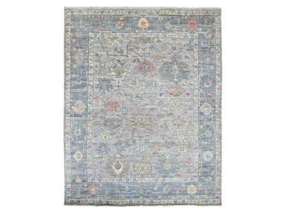Grey 7'9" x 9'9" Oushak And Peshawar Hand knotted Wool Rug - Sku: O022612