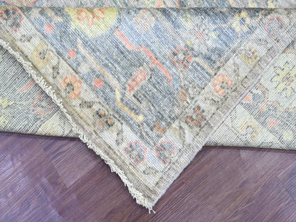 Grey 7'9" x 9'9" Oushak And Peshawar Hand knotted Wool Rug - Sku: O022612