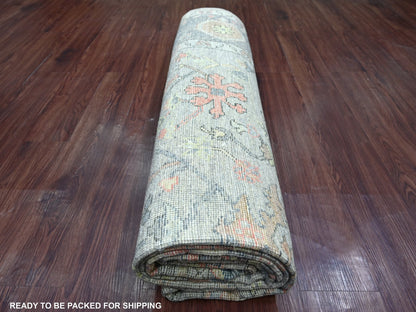 Grey 7'9" x 9'9" Oushak And Peshawar Hand knotted Wool Rug - Sku: O022612