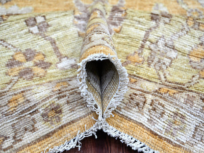 Brown 7'10" x 9'5" Oushak And Peshawar Hand knotted Wool Rug - Sku: O022613