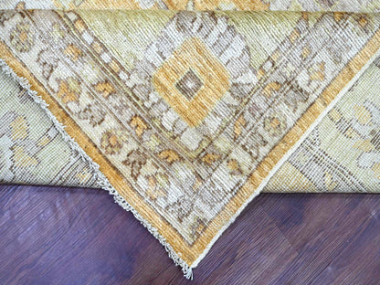 Brown 7'10" x 9'5" Oushak And Peshawar Hand knotted Wool Rug - Sku: O022613