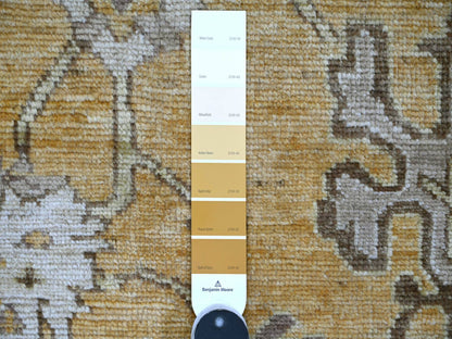 Brown 7'10" x 9'5" Oushak And Peshawar Hand knotted Wool Rug - Sku: O022613