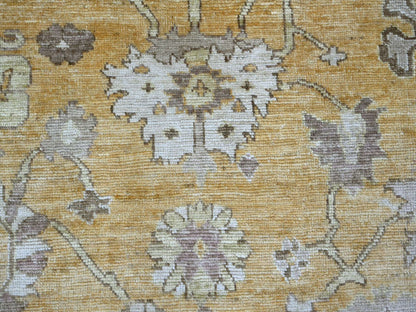 Brown 7'10" x 9'5" Oushak And Peshawar Hand knotted Wool Rug - Sku: O022613