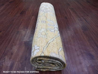 Brown 7'10" x 9'5" Oushak And Peshawar Hand knotted Wool Rug - Sku: O022613