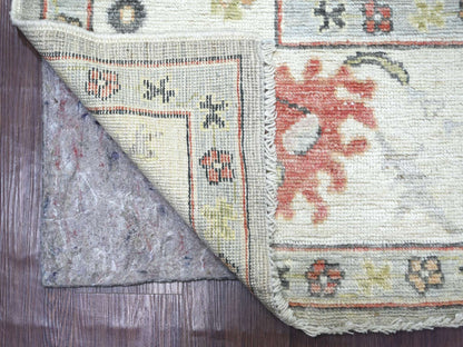 Grey 7'9" x 7'11" Oushak And Peshawar Hand knotted Wool Rug - Sku: O022614