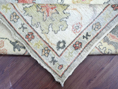 Grey 7'9" x 7'11" Oushak And Peshawar Hand knotted Wool Rug - Sku: O022614