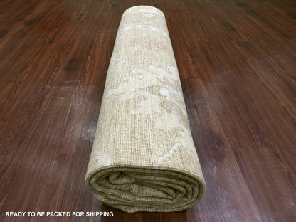 Brown 8'2" x 9'10" Oushak And Peshawar Hand knotted Wool Rug - Sku: O022616