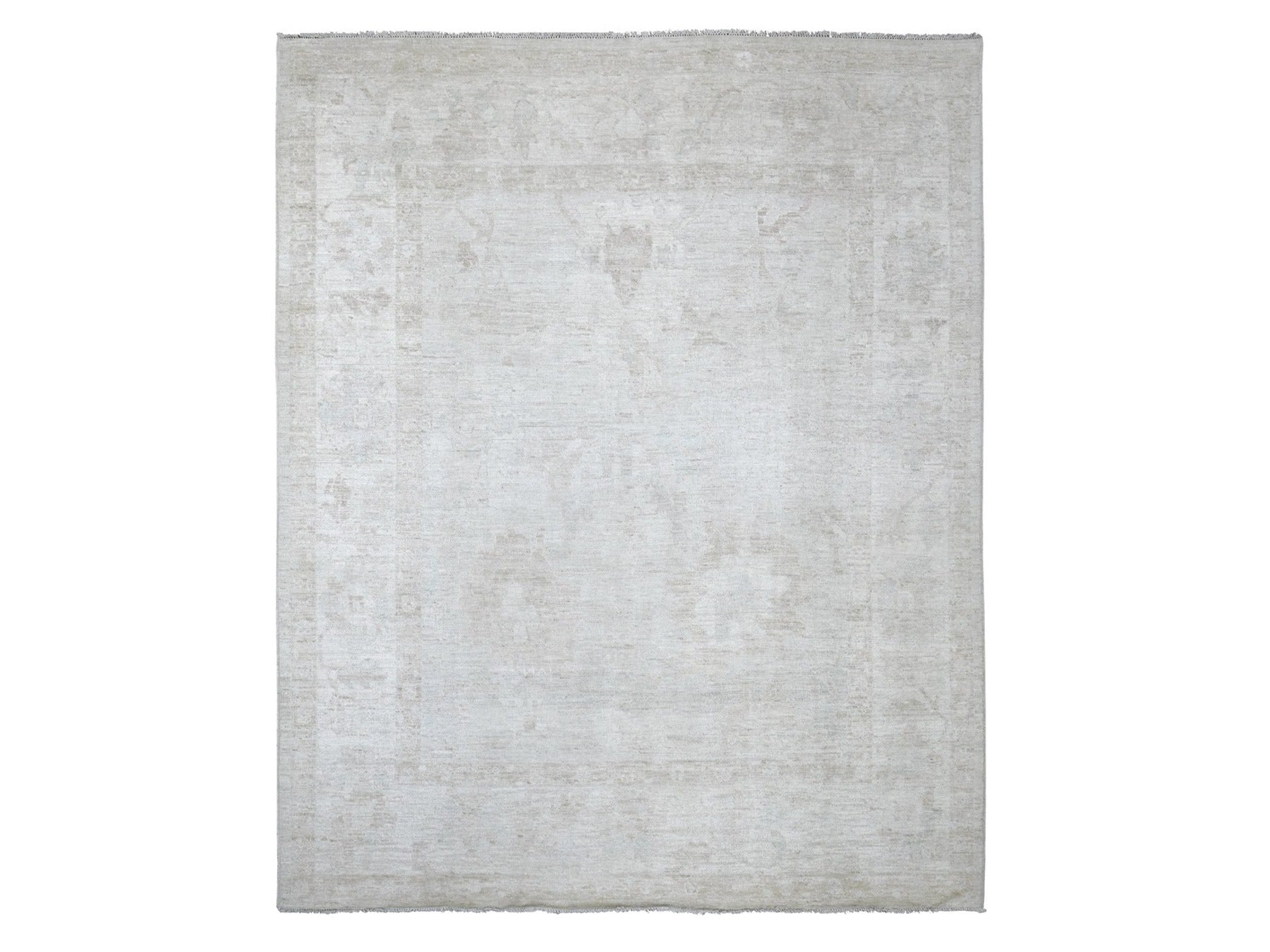 Grey 8'1" x 9'10" Oushak And Peshawar Hand knotted Wool Rug - Sku: O022617