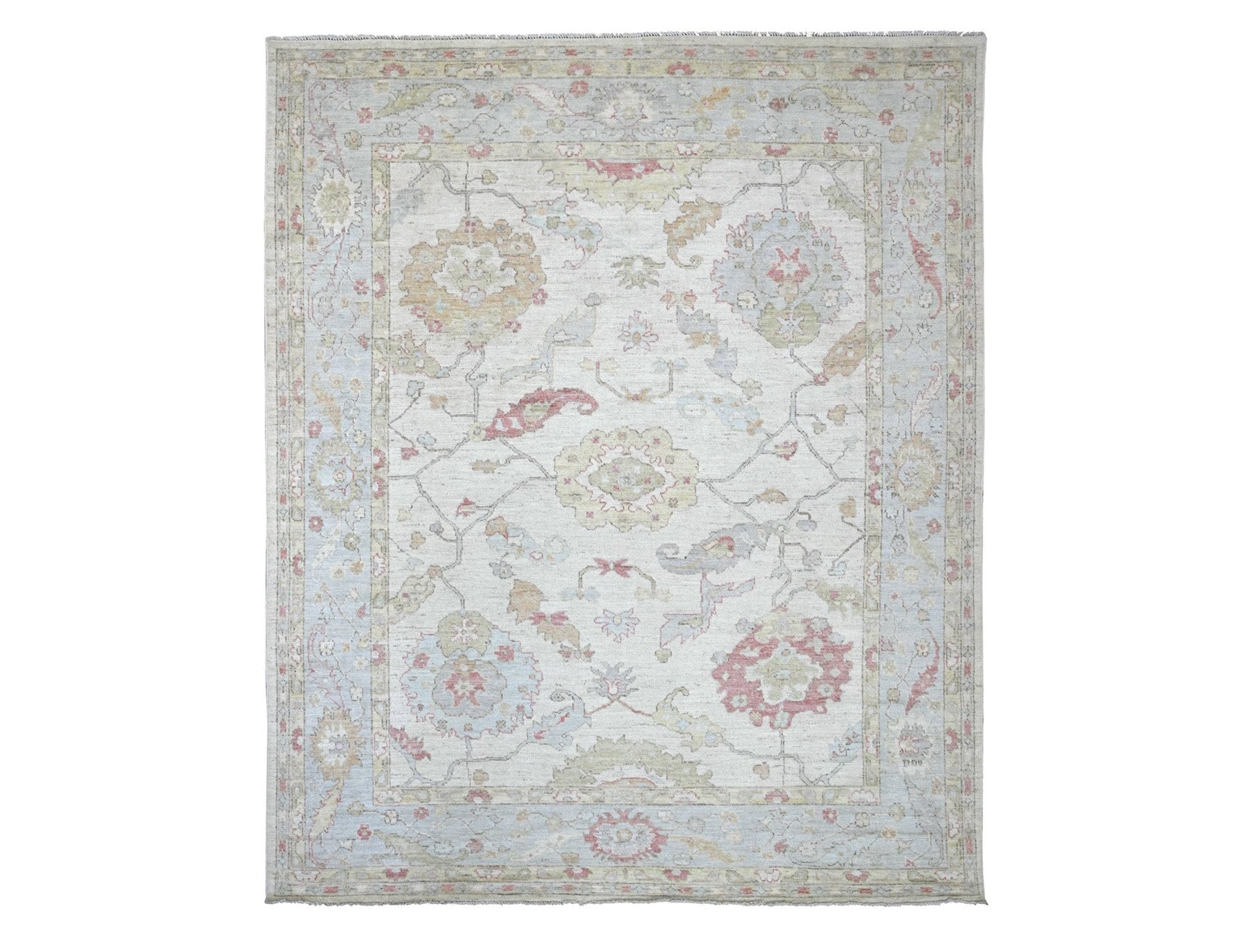 Ivory 8'0" x 9'9" Oushak And Peshawar Hand knotted Wool Rug - Sku: O022619