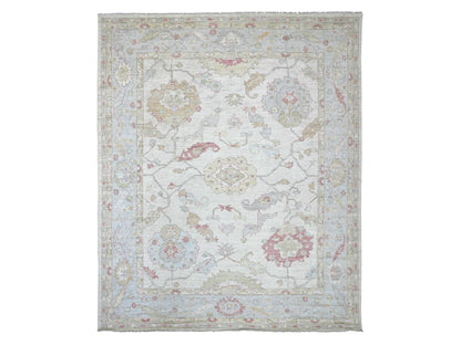 Oushak Oushak hand-knotted wool rug in Ivory & Light Blue, 8' x 9'9" — SKU O022619