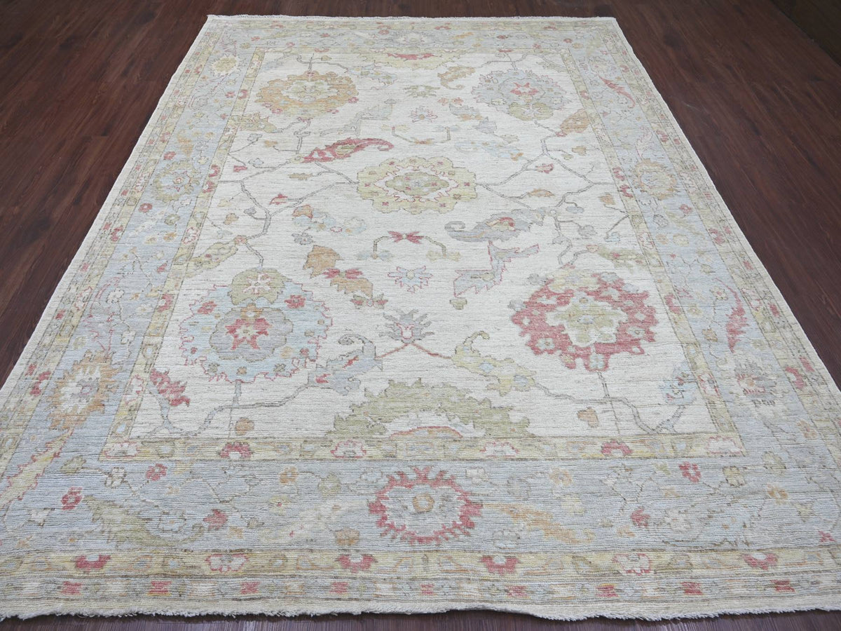 Oushak Oushak hand-knotted wool rug in Ivory & Light Blue, 8' x 9'9" — SKU O022619 (view 2)