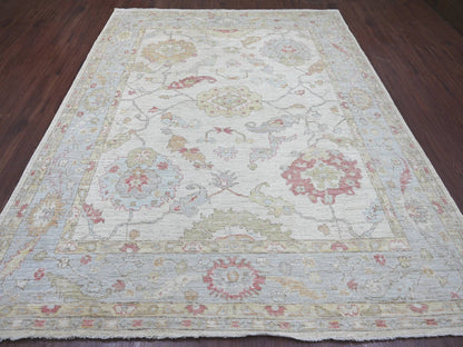 Oushak Oushak hand-knotted wool rug in Ivory & Light Blue, 8' x 9'9" — SKU O022619 (view 2)