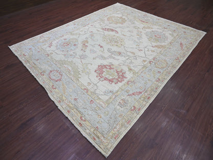 Oushak Oushak hand-knotted wool rug in Ivory & Light Blue, 8' x 9'9" — SKU O022619 (view 3)