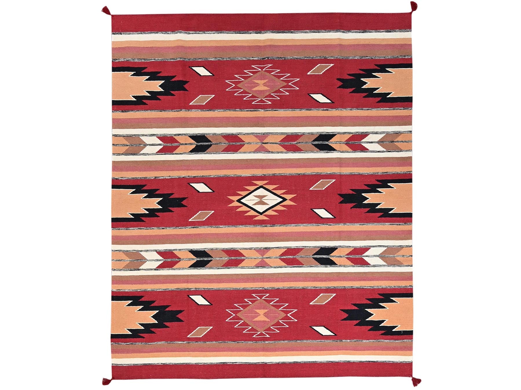 Flat-Weave hand-knotted wool rug in Red, 8'3" x 9'10" — SKU O02261