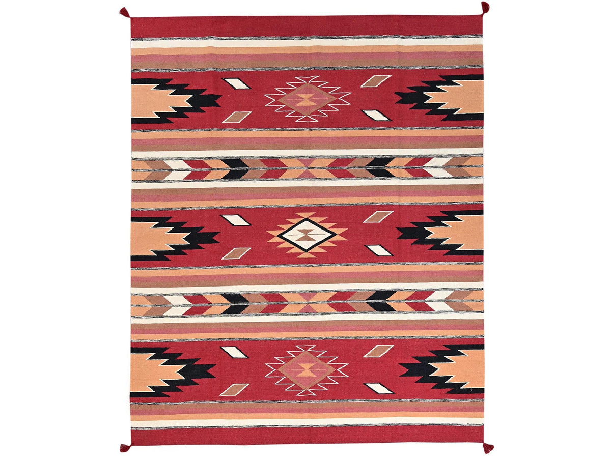 Flat-Weave hand-knotted wool rug in Red, 8'3" x 9'10" — SKU O02261