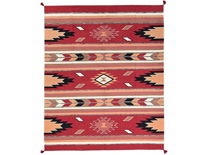 Flat-Weave hand-knotted wool rug in Red, 8'3" x 9'10" — SKU O02261