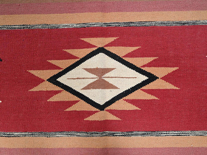 Flat-Weave hand-knotted wool rug in Red, 8'3" x 9'10" — SKU O02261 (view 4)