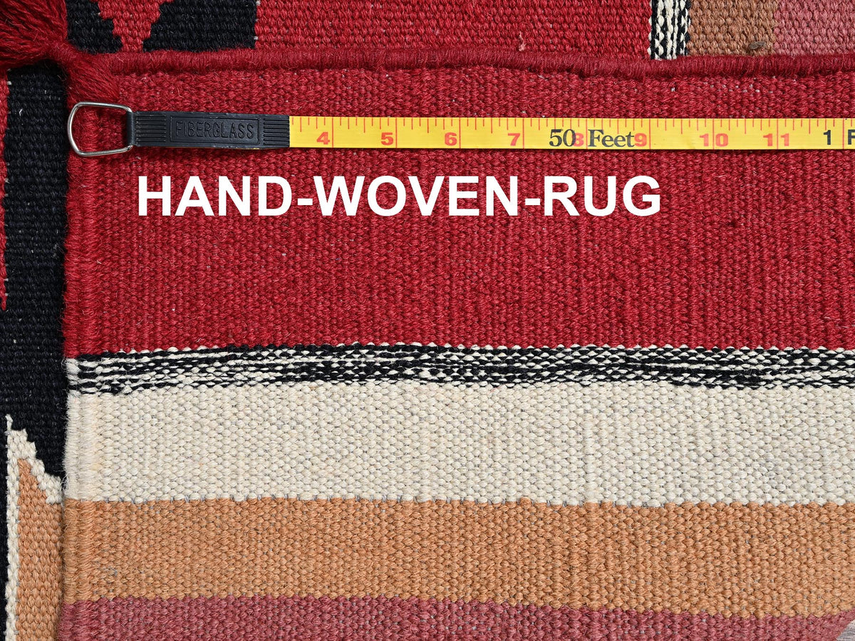 Flat-Weave hand-knotted wool rug in Red, 8'3" x 9'10" — SKU O02261 (view 7)