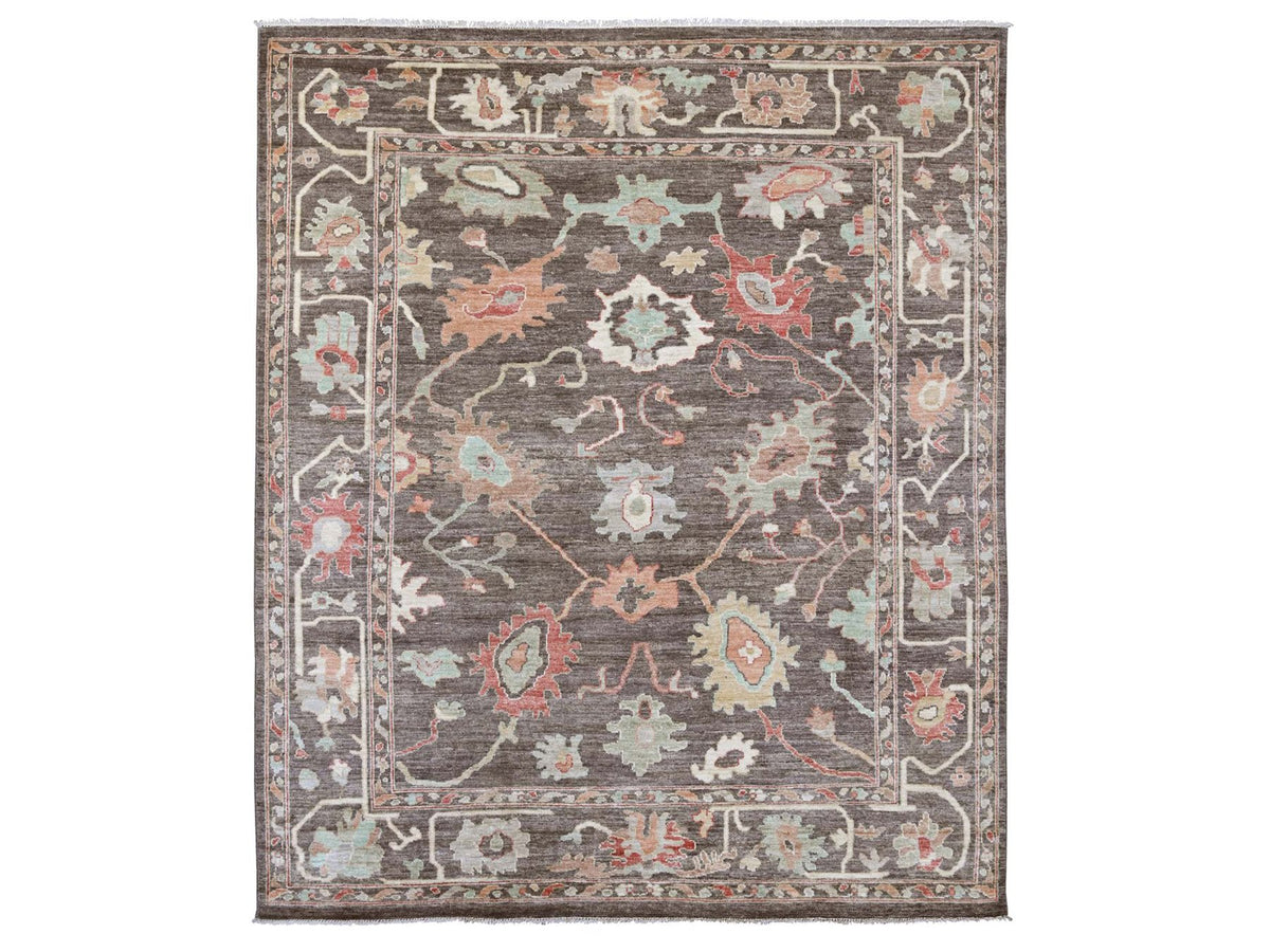 Oushak Oushak hand-knotted wool rug in Brown, 8' x 9'6" — SKU O022620