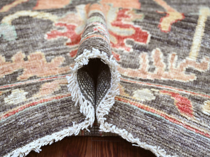 Brown 8'0" x 9'6" Oushak And Peshawar Hand knotted Wool Rug - Sku: O022620