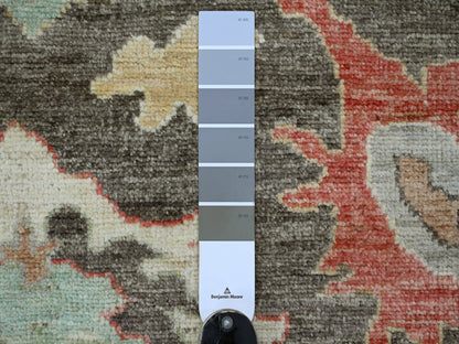 Brown 8'0" x 9'6" Oushak And Peshawar Hand knotted Wool Rug - Sku: O022620