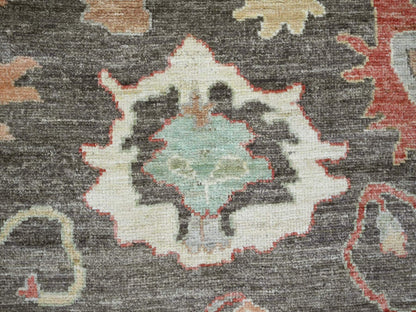 Brown 8'0" x 9'6" Oushak And Peshawar Hand knotted Wool Rug - Sku: O022620