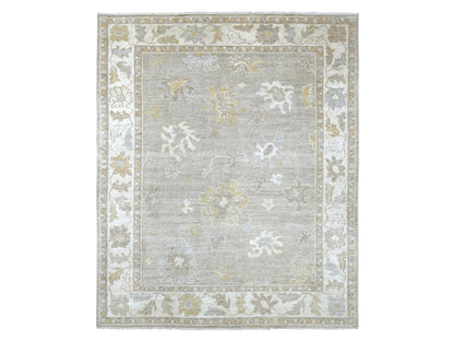 Brown 8'1" x 9'5" Oushak And Peshawar Hand knotted Wool Rug - Sku: O022622