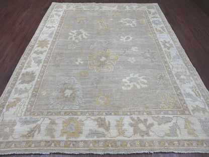 Oushak Oushak hand-knotted wool rug in Brown & Ivory, 8'1" x 9'5" — SKU O022622 (view 2)