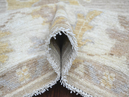 Brown 8'1" x 9'5" Oushak And Peshawar Hand knotted Wool Rug - Sku: O022622