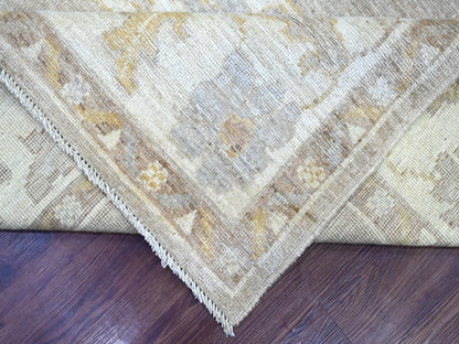 Brown 8'1" x 9'5" Oushak And Peshawar Hand knotted Wool Rug - Sku: O022622