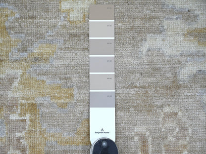 Brown 8'1" x 9'5" Oushak And Peshawar Hand knotted Wool Rug - Sku: O022622