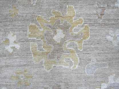 Brown 8'1" x 9'5" Oushak And Peshawar Hand knotted Wool Rug - Sku: O022622