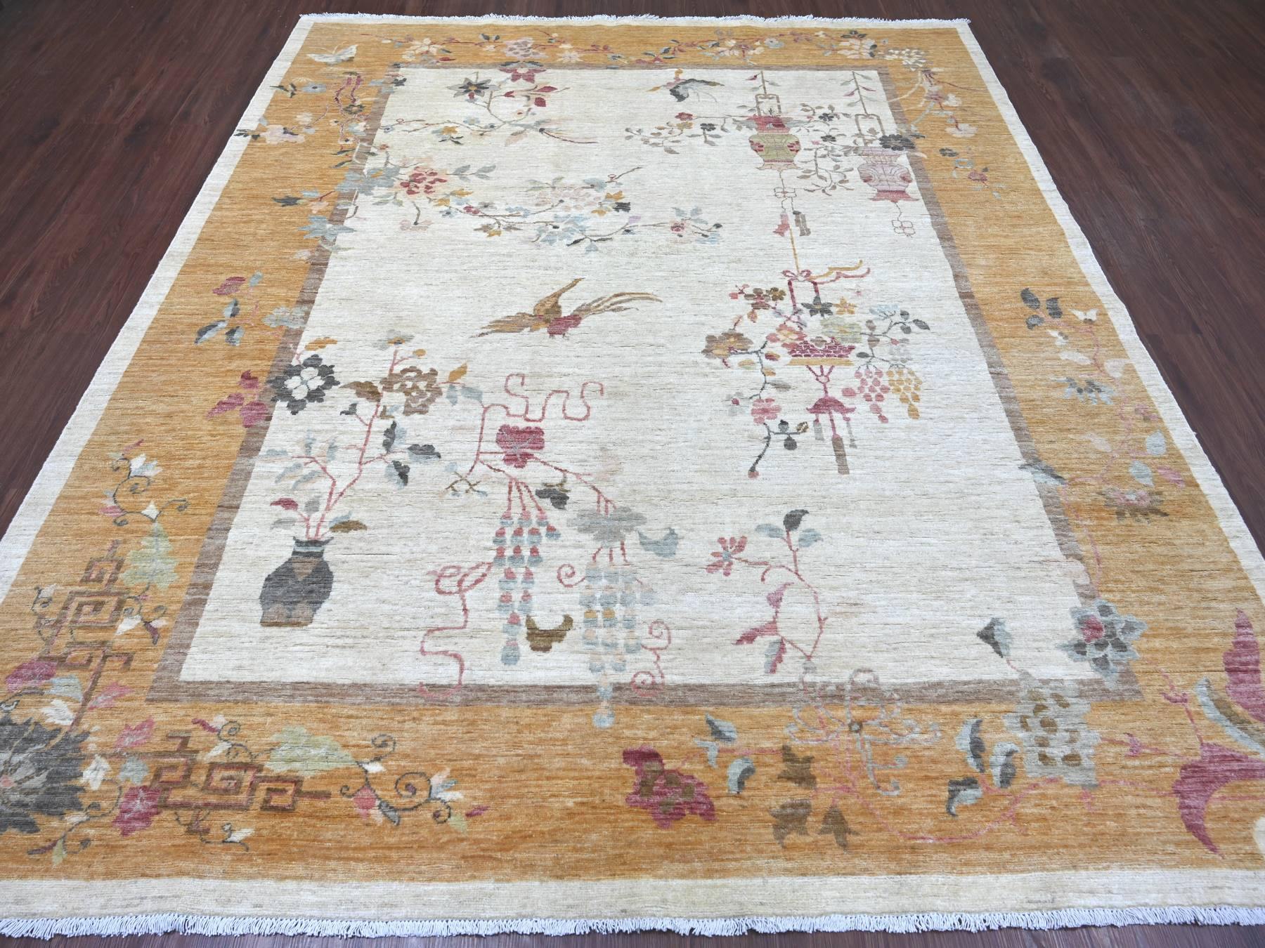 Peshawar Oushak hand-knotted wool rug in Ivory & Gold, 8'2" x 9'3" — SKU O022623 (view 2)