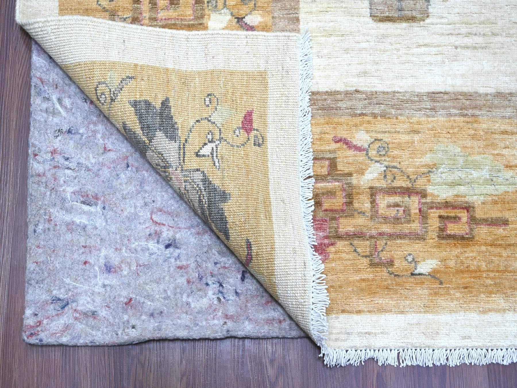 Peshawar Oushak hand-knotted wool rug in Ivory & Gold, 8'2" x 9'3" — SKU O022623 (view 4)