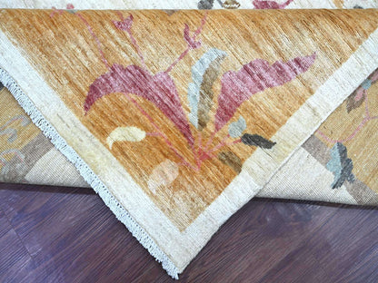 Peshawar Oushak hand-knotted wool rug in Ivory & Gold, 8'2" x 9'3" — SKU O022623 (view 6)