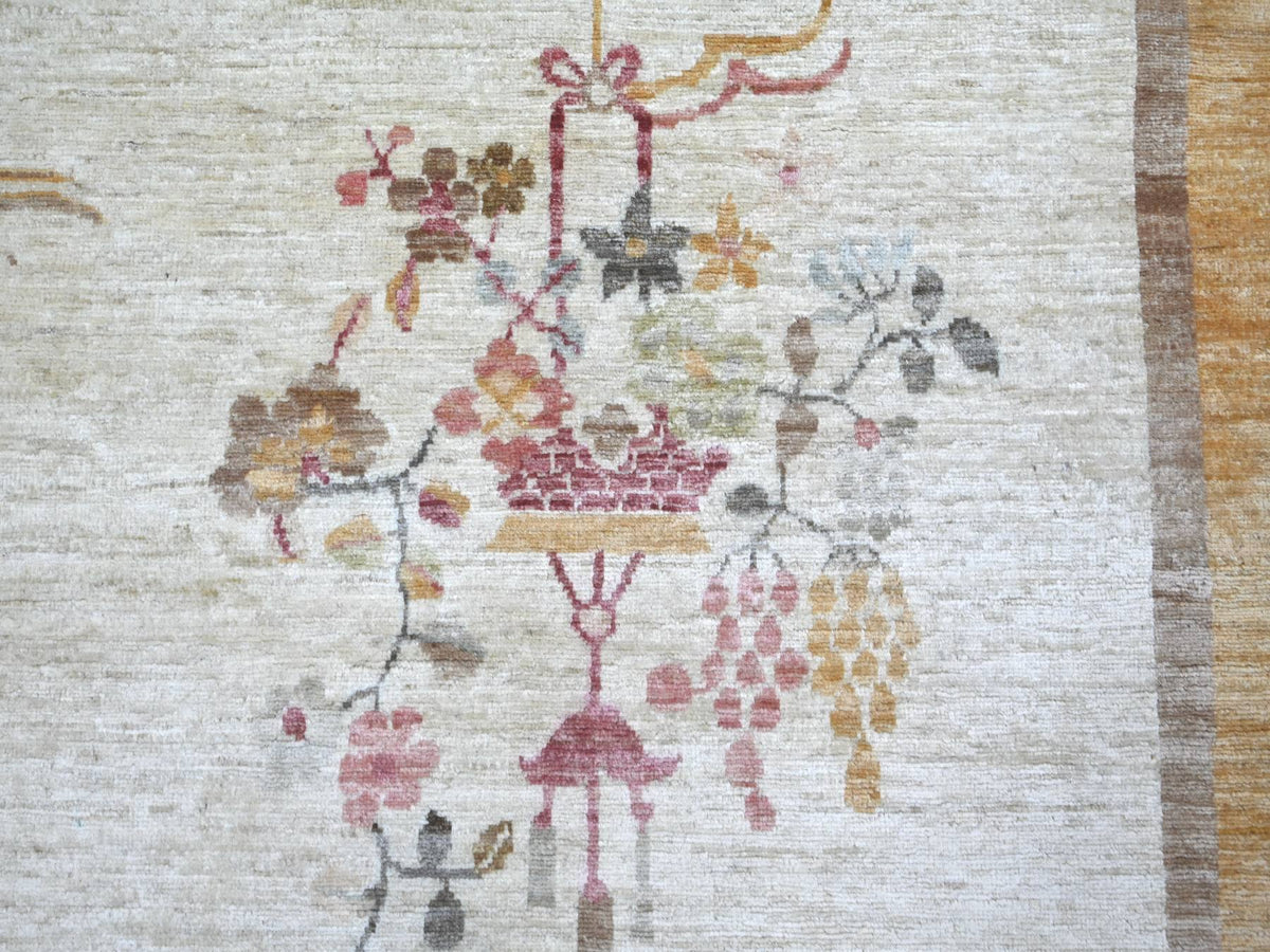 Peshawar Oushak hand-knotted wool rug in Ivory & Gold, 8'2" x 9'3" — SKU O022623 (view 8)