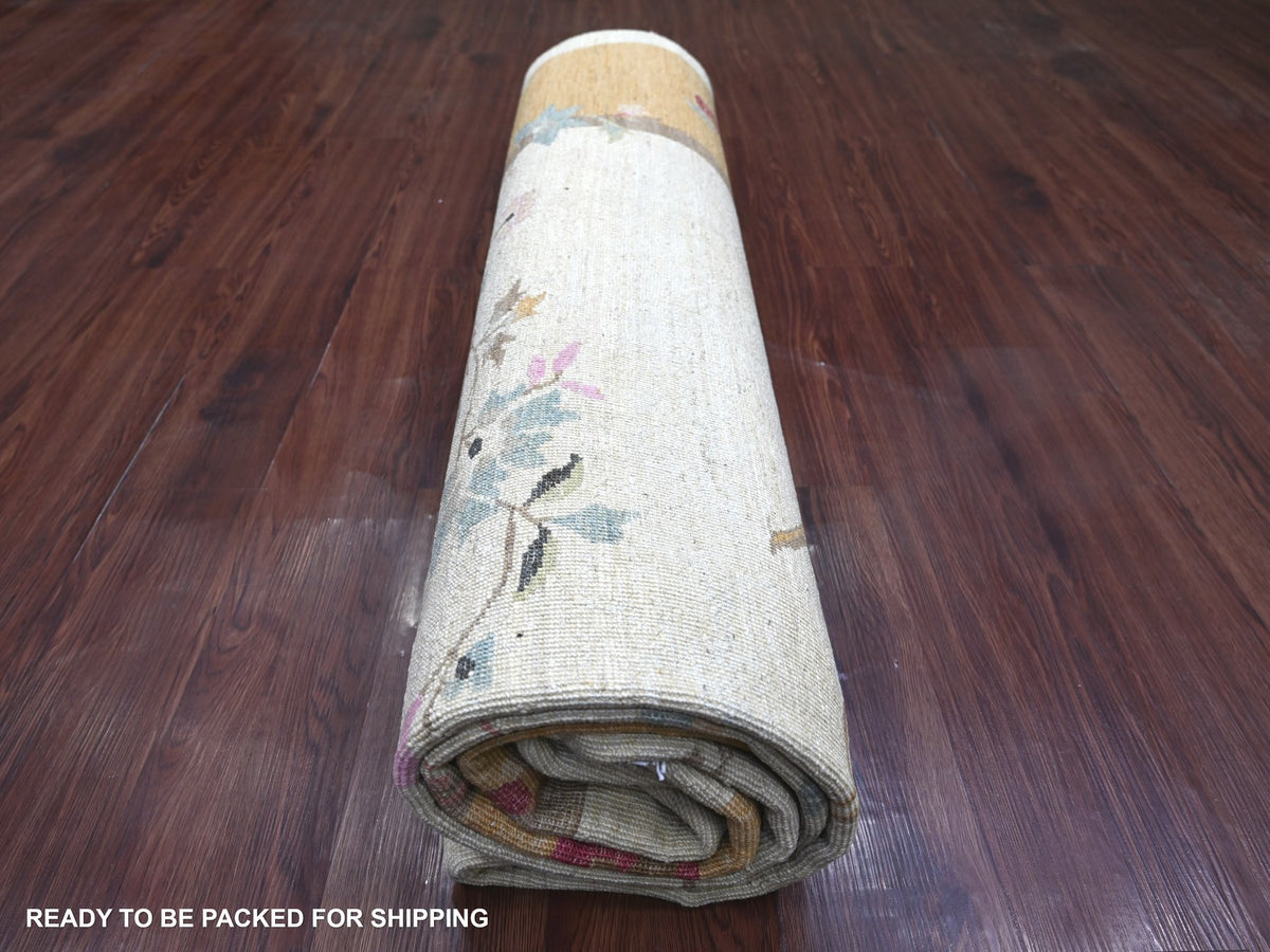 Peshawar Oushak hand-knotted wool rug in Ivory & Gold, 8'2" x 9'3" — SKU O022623 (view 9)