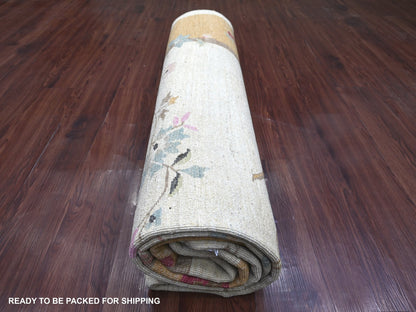 Peshawar Oushak hand-knotted wool rug in Ivory & Gold, 8'2" x 9'3" — SKU O022623 (view 9)