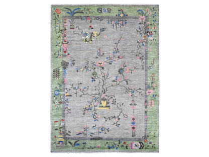 Peshawar Oushak hand-knotted wool rug in Gray & Green, 9' x 12'4" — SKU O022624