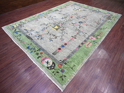 Peshawar Oushak hand-knotted wool rug in Gray & Green, 9' x 12'4" — SKU O022624 (view 3)