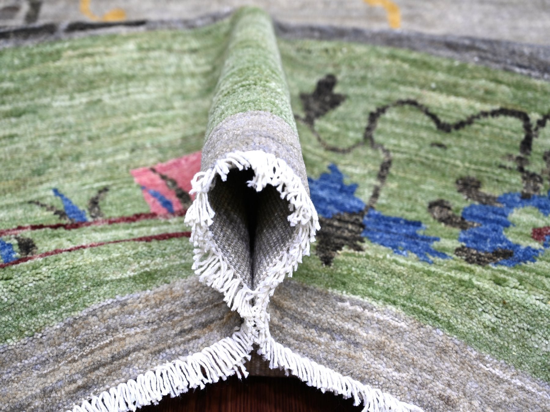 Peshawar Oushak hand-knotted wool rug in Gray & Green, 9' x 12'4" — SKU O022624 (view 5)