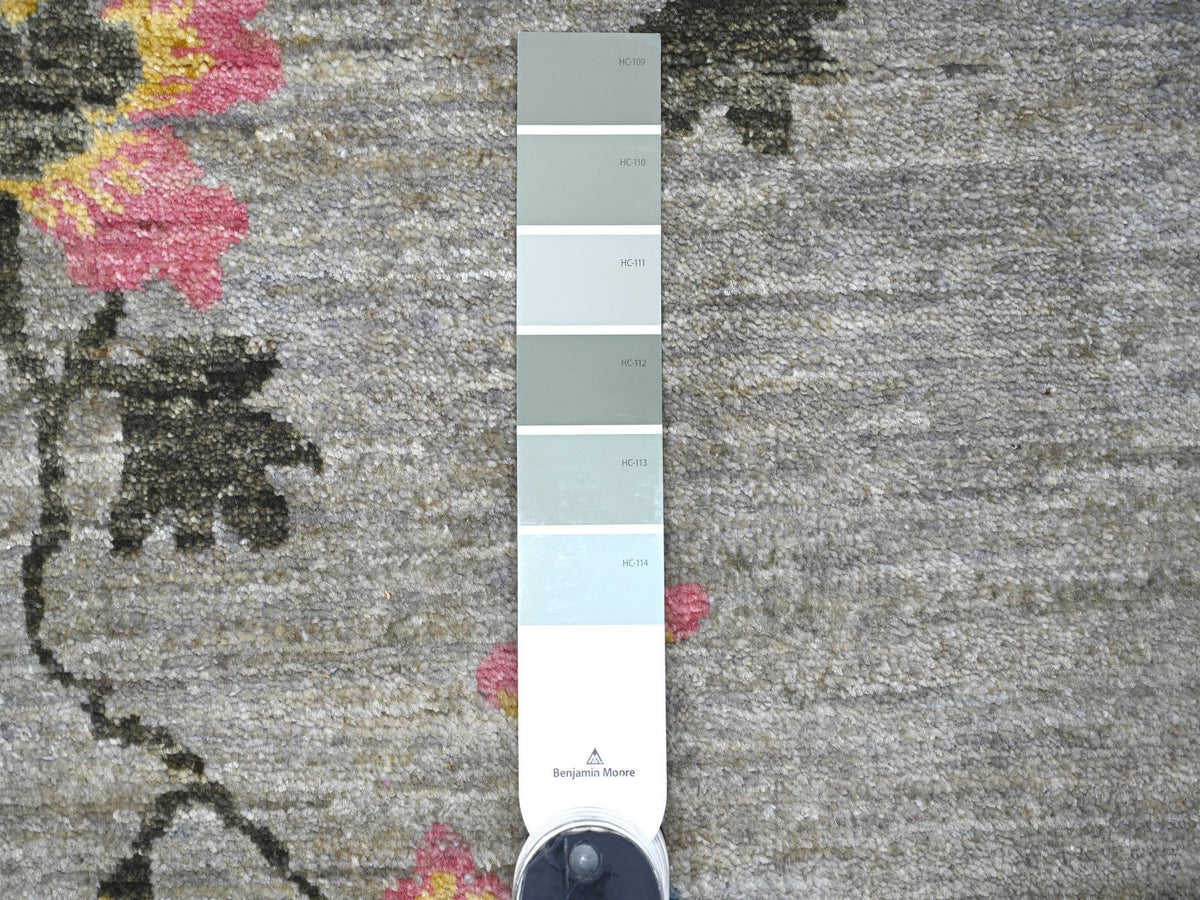 Peshawar Oushak hand-knotted wool rug in Gray & Green, 9' x 12'4" — SKU O022624 (view 7)