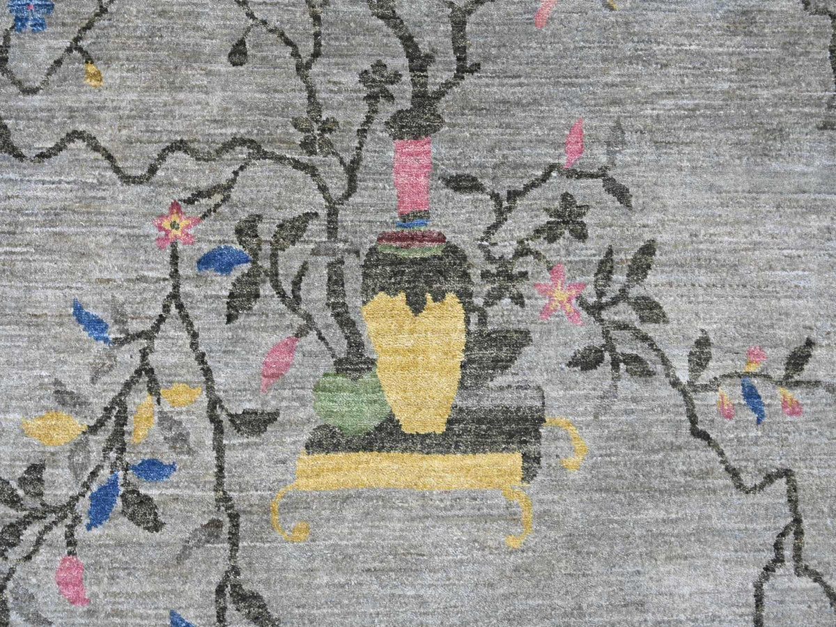 Peshawar Oushak hand-knotted wool rug in Gray & Green, 9' x 12'4" — SKU O022624 (view 8)